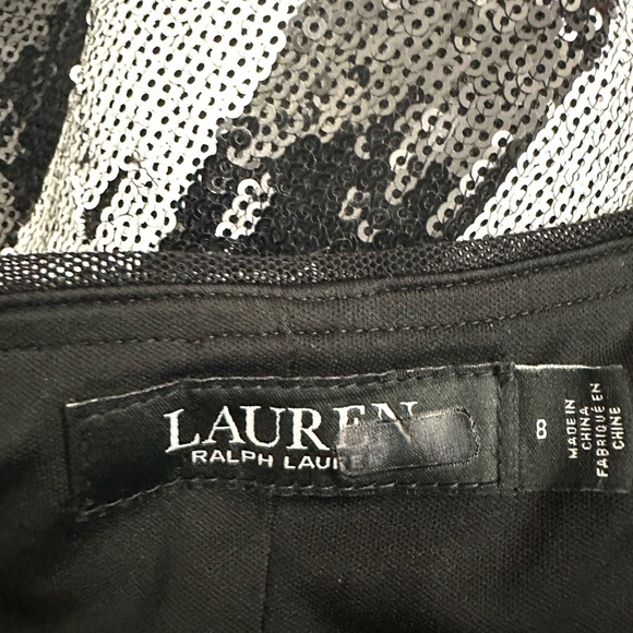 Lauren Ralph Lauren Sequin Striped Halter Neck Gown in Black/ White Size 8 - Picture 14 of 16
